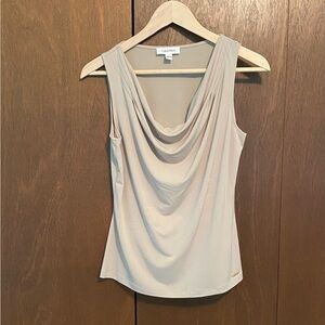 Calvin Klein Women's Small Sleeveless Tan Draped Top